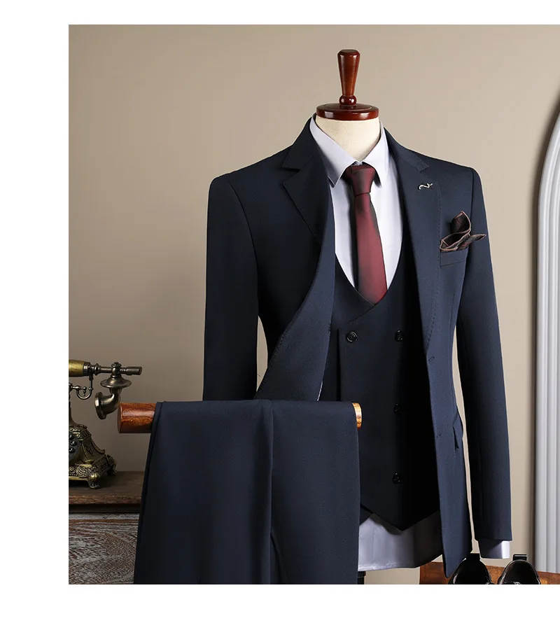 High Quality Men's British Style Groom Suit Set Casual Slim Fit ...