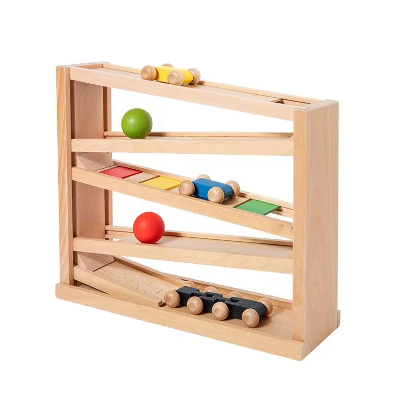Wooden Two in One Roller Coaster Parking Lot Toys Inertia Power Rail ...