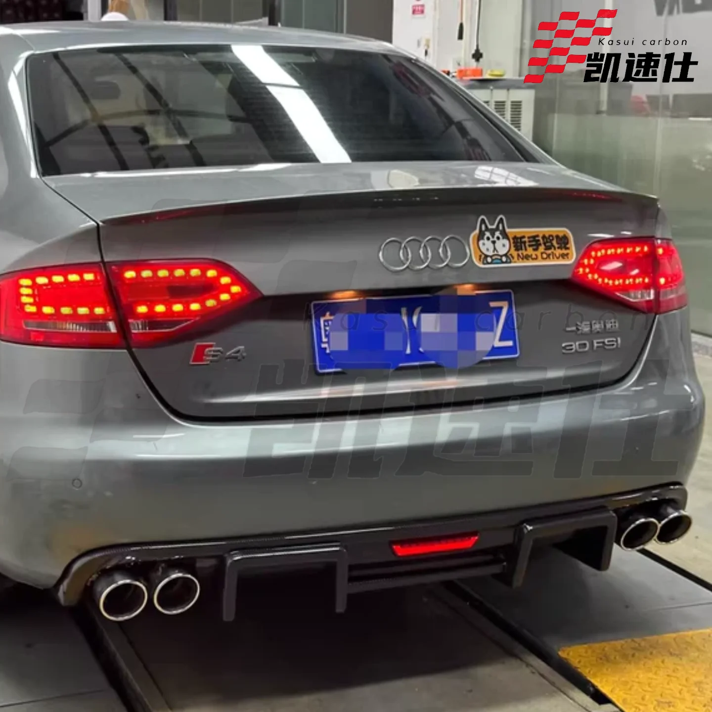K Style Carbon Fiber Rear Bumper Lip Diffuser for Audi A4 B8 B8.5 S ...