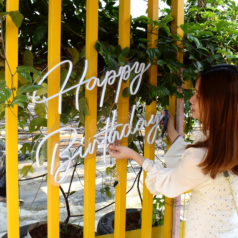 Custom Box Advertising Billboard Flexible Night Heart Banana Happily Ever After Led Sign Wholesale Neon Light