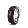 8mm Natural Ebony Rings Wooden Wedding Band with Inner Tungsten Ring