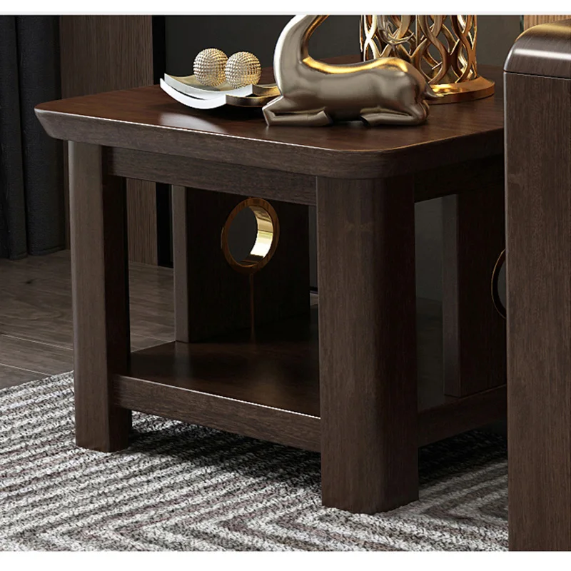 product-wholesale living room modern European Style Partical walnut color small square wood side tea