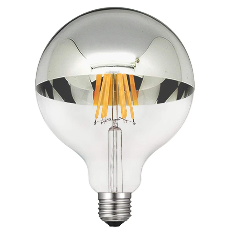 4 Watts Clear Half Silver Mirror Designer Vintage Edison LED Filament Light Bulb G125 2700K