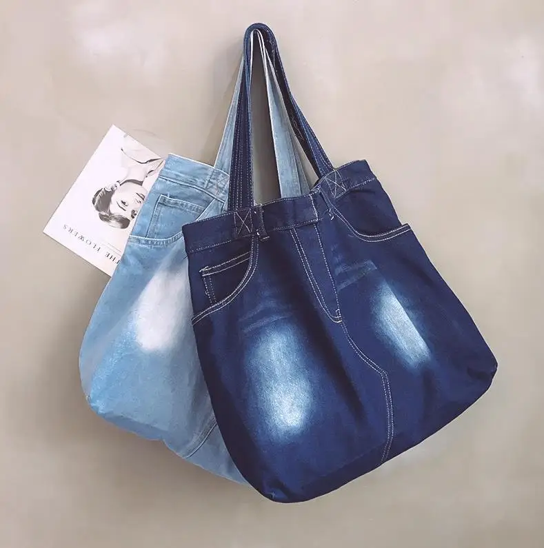 创意休闲旅行大容量水洗牛仔牛仔裤手提包牛仔手提包女士手提包
