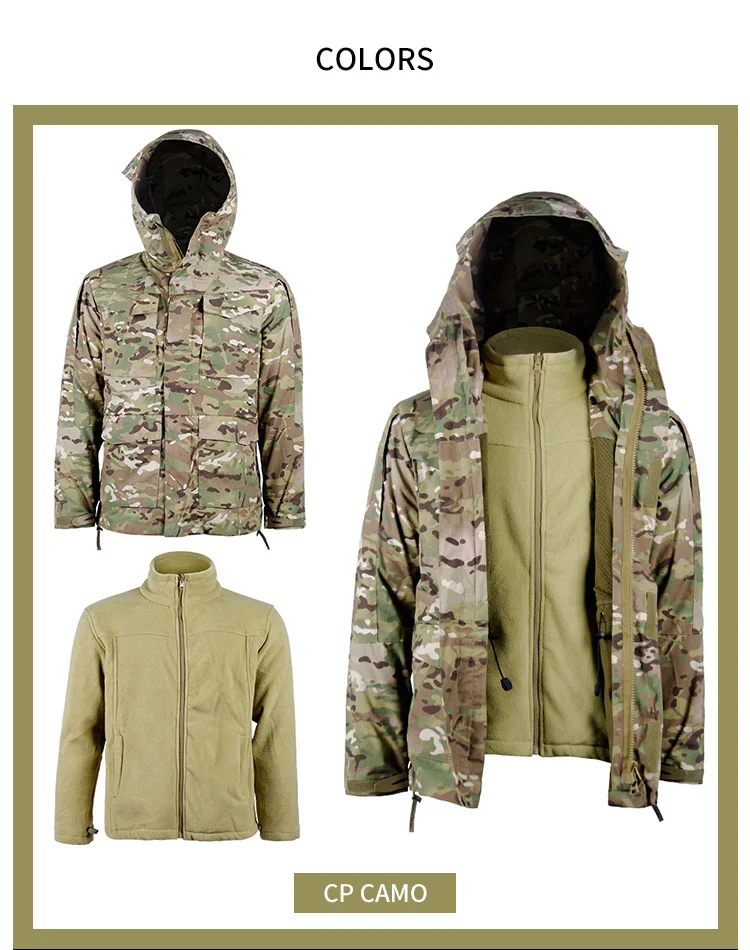 Outdoor Custom 3 in 1 Military Sports Waterproof Winter Man Jacket