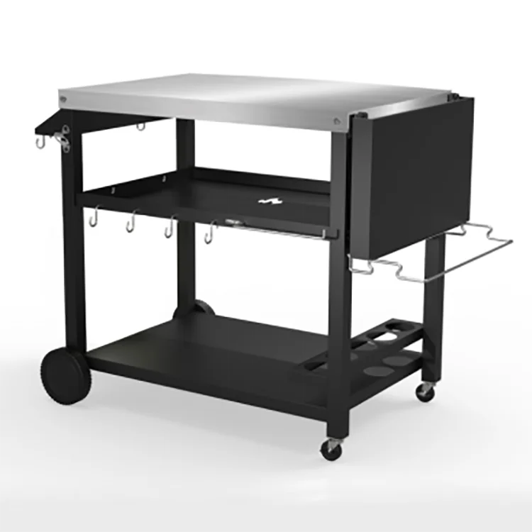 Pizza Oven Trolley Bbq Grill Stand Double shelf Outdoor Worktable