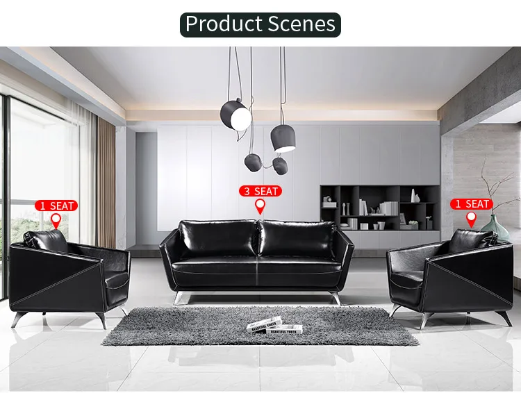 Pengpai Metal Feet Foshan Modern Furniture Pure Leather Sofa Set