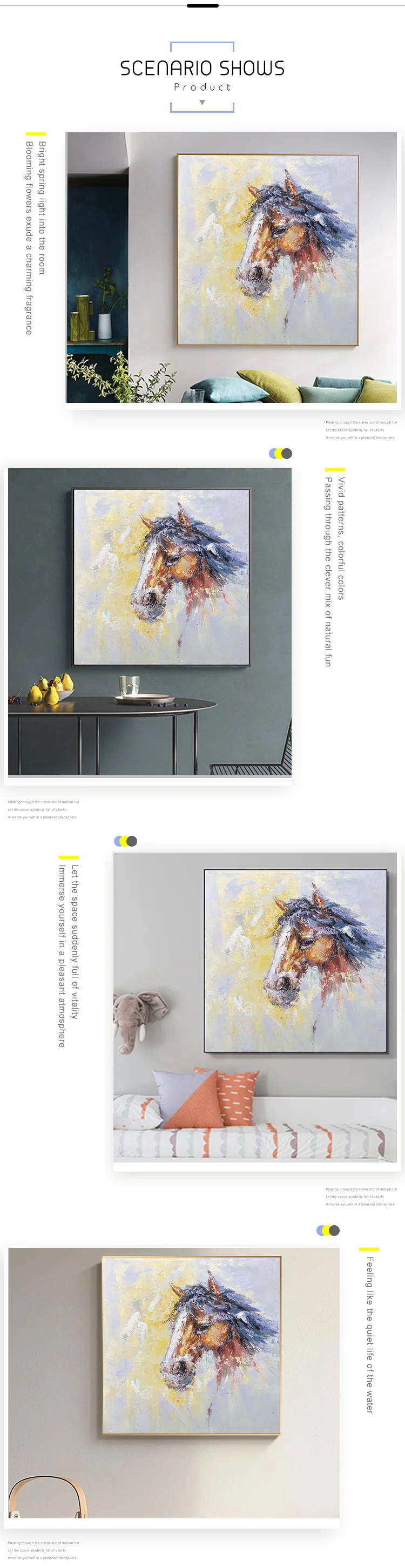 Hot Selling Abstract Oil Canvas Hand Painting Handpainted Custom Modern Wall Decoration Horse Painting Customized Living Room