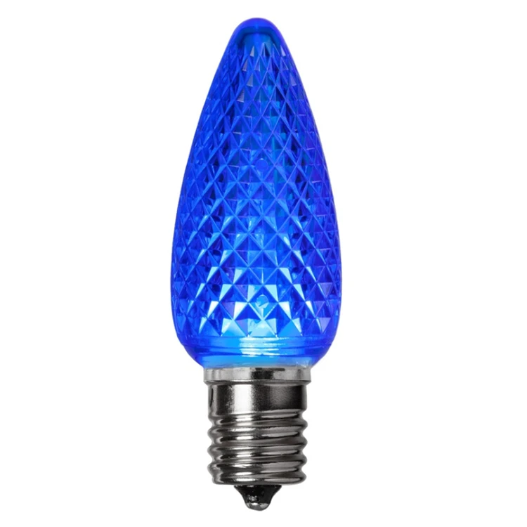 Latest Generation Replacement C9 Christmas Light Bulbs Faceted Blue Color