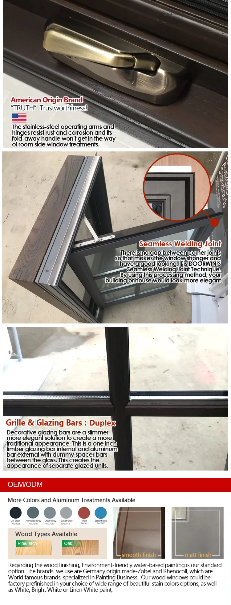 10 Year Warranty Energy Efficient USA NFRC Standard Fire Rated Aluminium tempered glass fixed Corner window
