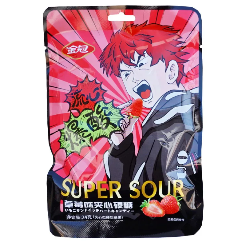 Sour Chewy Candy 24g Flow Heart Exploding Acid Sandwich Hard Fruit Candy Snack Sour Candy Buy