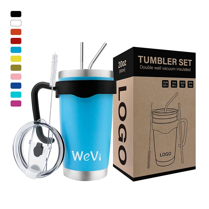 
WeVi Wholesale Custom 20oz Stainless Steel Tumbler Cups in Bulk Double Walled Travel Tumbler,Coffee Tumbler Cups With Lid Straw 