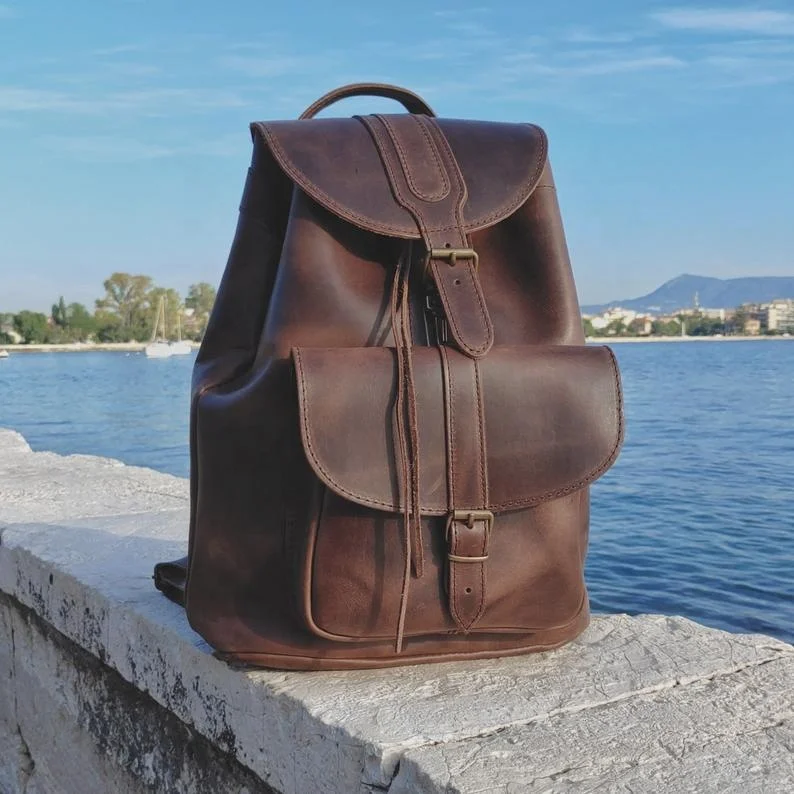 Tas Ransel Kulit Asli Ringan Bepergian 