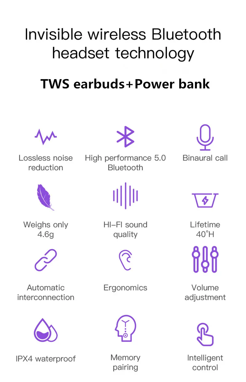 New Branded Wireless LCD Earbuds Private Label Bluetooth Earphone Wireless Ear Buds Noise Cancelling Unique Promotional 2020 - ANKUX.COM