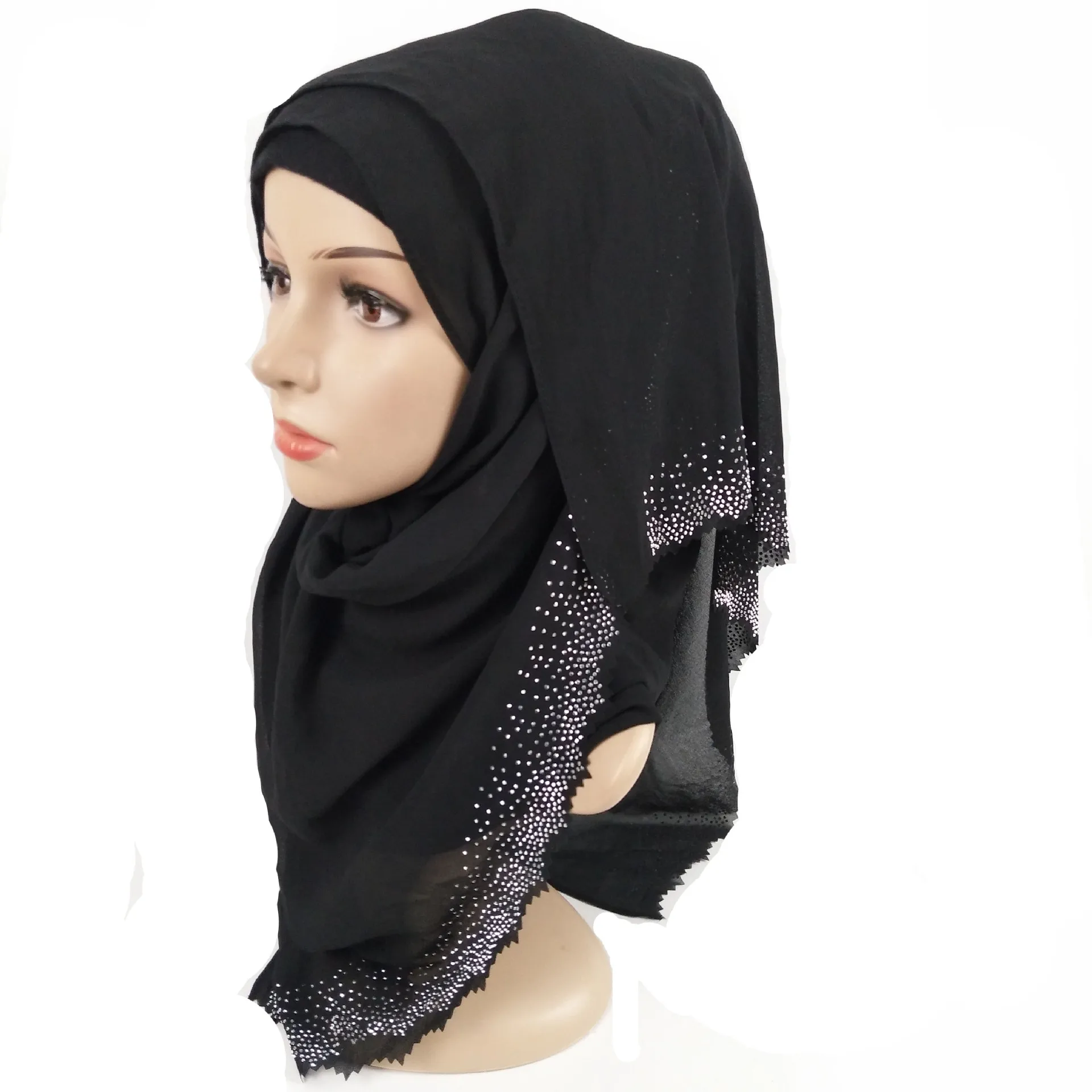 2020 Chiffon Diamond Muslim Hijab Scarf Islamic Hijab Rhinestones Long Shawls Muslim Scarves