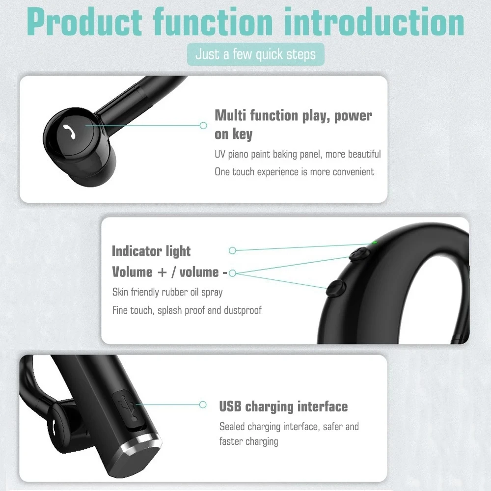 F680 Wireless Headphones Mini Smart Bluetooth 5.0 In-Ear Headset with Mic Handsfree Earbuds Fast Charging Compatible - ANKUX.COM