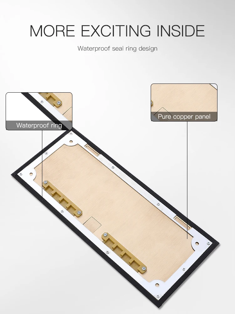 Three commercially customizable brass open floor socket boxes