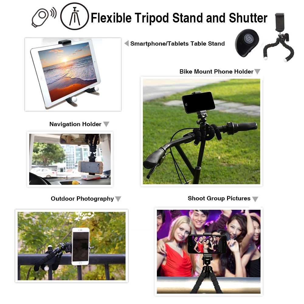 Flexible Tripod Stand and Shutter
