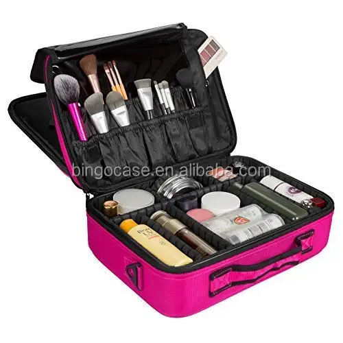 Travel Makeup Case With Compartments 3 Layers Cosmetic Organizer Large