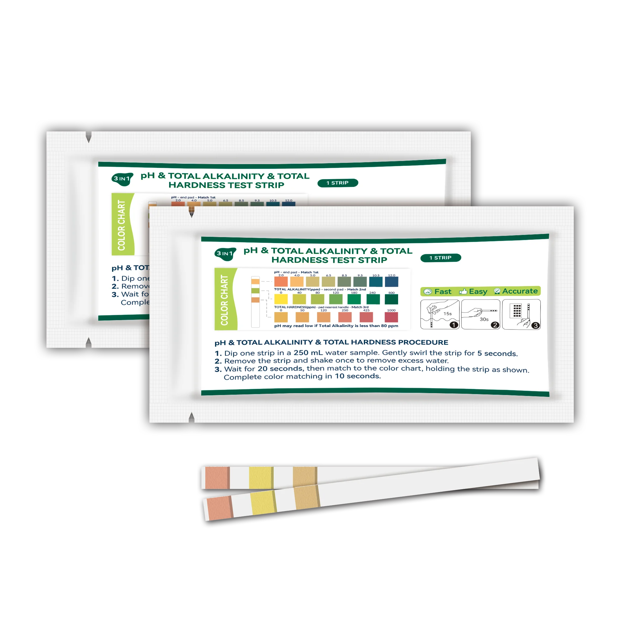 3 In 1 Ph,Total Alkalinity,Hardness,Aquarium Swimming Pool Test Strips