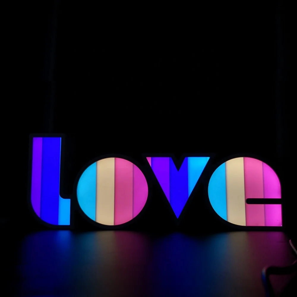 Colorful 3AA Battery Powered Beside Lamp 3D Love Sign LED Night Light