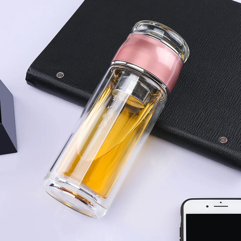 New Design Separating Tea Bottle Double Wall Drinking Glass Tea Infuser ...