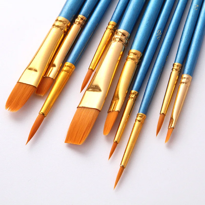 10pcs/set Fine Tip Details Artist Paint Brush Set Oil Watercolour ...