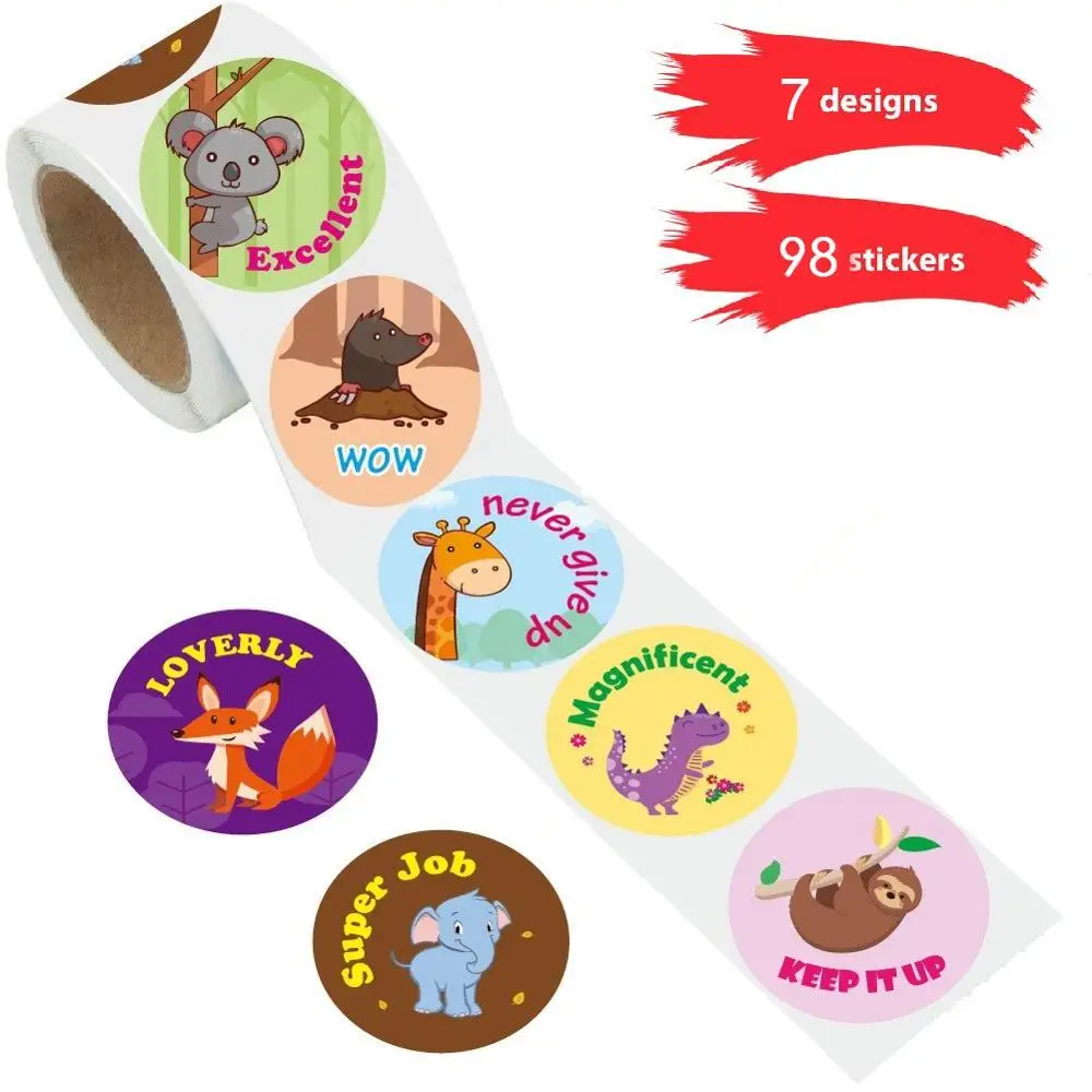 Pack of 200 Animal Reward Stickers for Teacher Praise Sticker Solutions and Kids Effort 