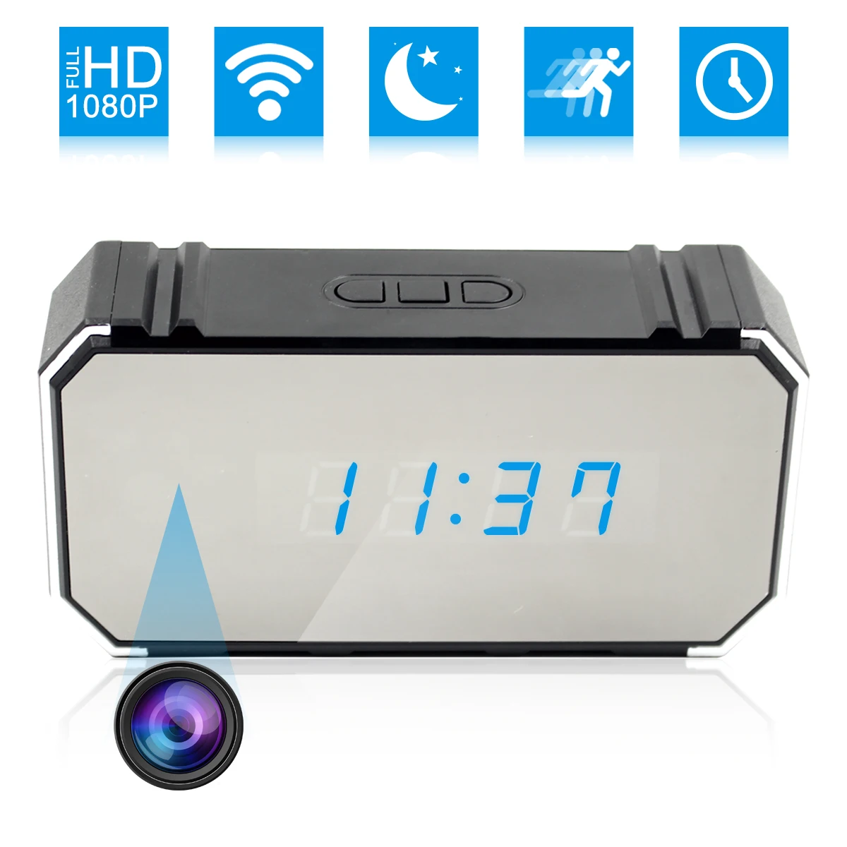 Wifi Alarm Clock Hidden Camera 4k Night Vision Electronic Clock Full Hd