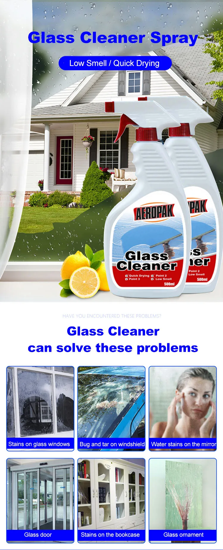 AEROPAK 500ML Anti Mist Glass Cleaner chemical formula for clean glass