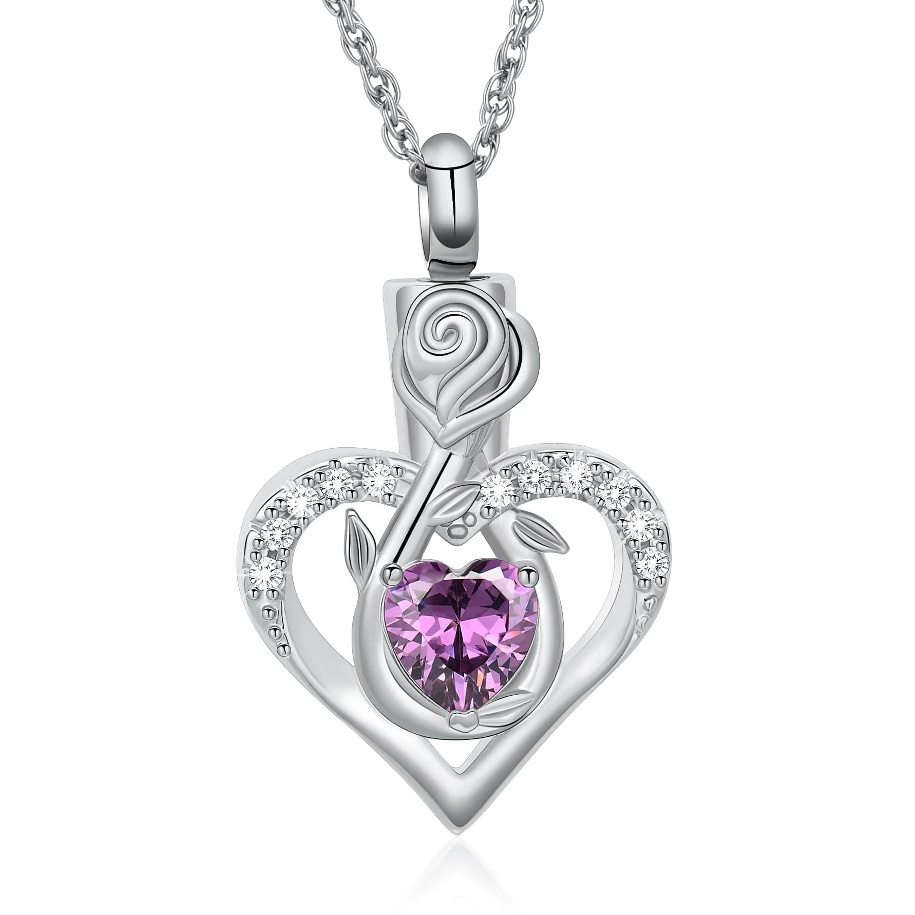 Rose Flower Infinity Heart Urn Necklace For Ashes For Women Memorial