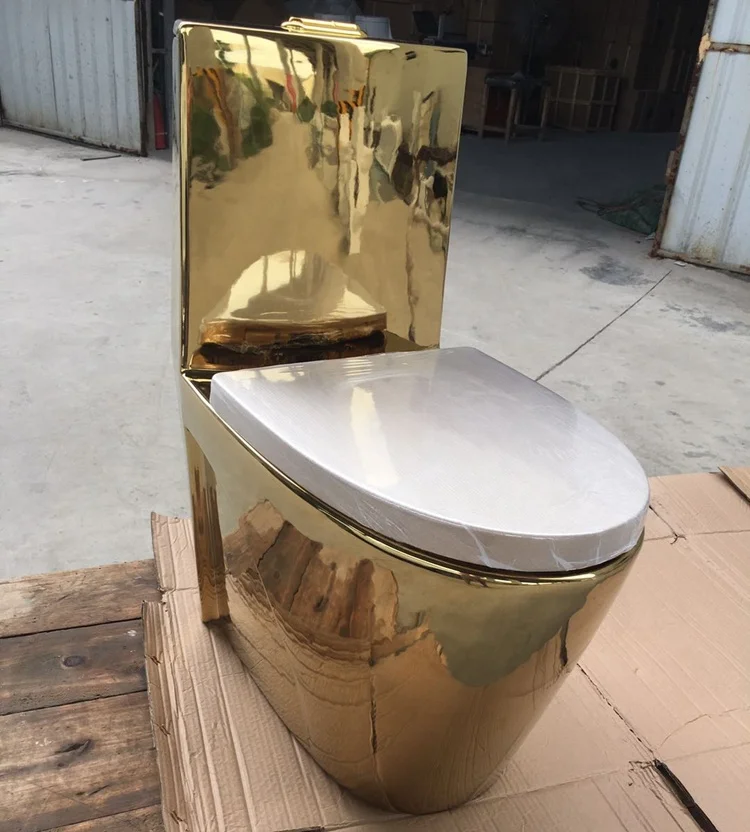 One piece sanitary ware golden color toilet gold wc toilet bowl