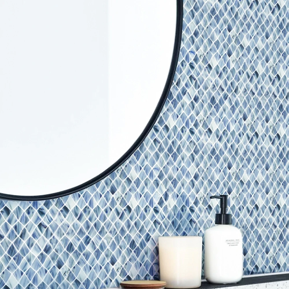 china cheap rhomboid textured backsplash mosaic glass tile series lowes