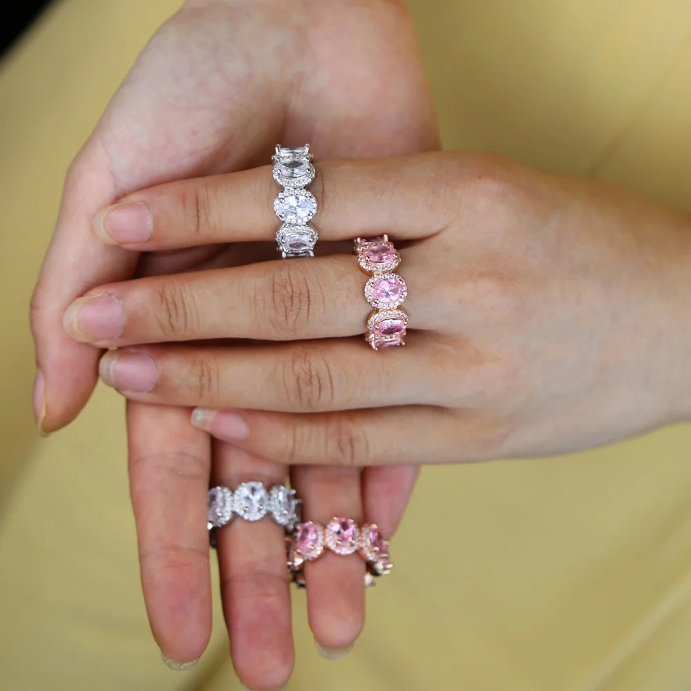 Oval Finger Ring Brilliant Stone Classic Wedding Anniversary   Wife&Girlfriend