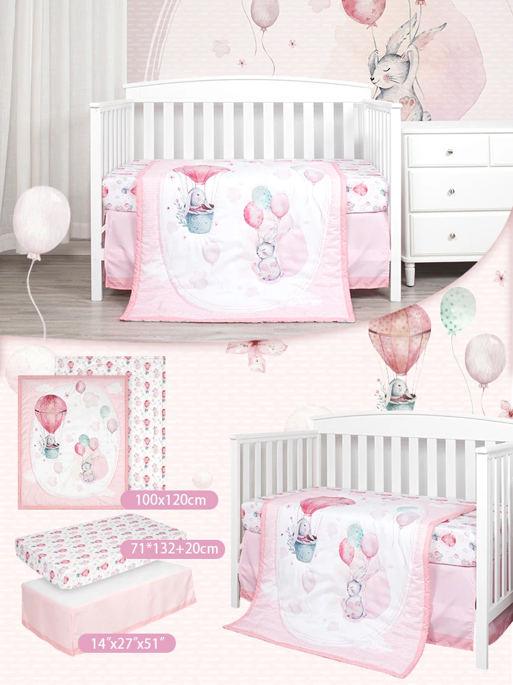 Hot Air Balloon Rabbit Theme Design Baby Crib Sheet Soft 100 Organic