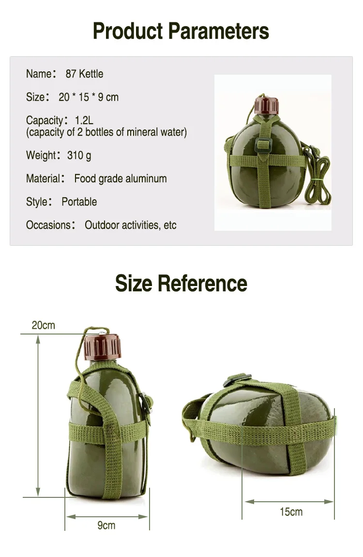 Army Green Military Cadet Camping Hiking Aluminum Drinks Water Bottle Cantee LE 