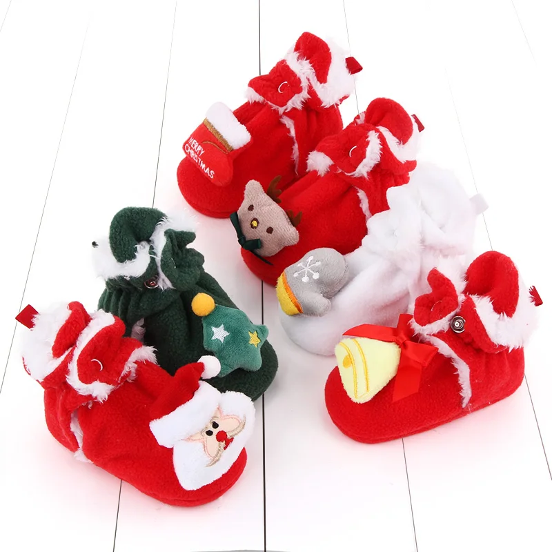 Winter Warm Christmas Baby Socks Baby Boy Girl Booties Fluff Soft Toddler Shoes First Walkers details