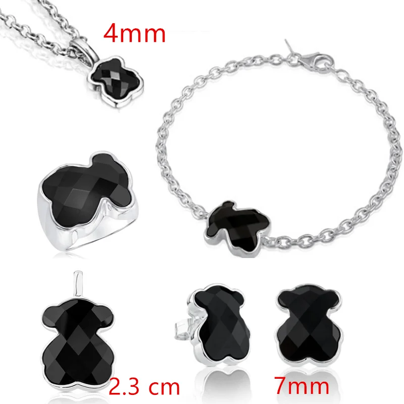 

S925 Sterling Silver New Color Earrings Black Dominated Earrings Pendant Sets