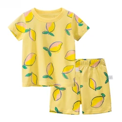 2 Colors Unisex Hot Sale Cotton Casual Kids Nightwear Floral Night Comfortable Wear Suite For Kids Shirt And Short Set