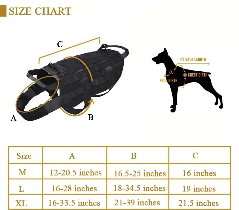 High Quality Police Training Dog Army Service Vest , K9 Military Tactical Dog Harness Vest with Custom Design