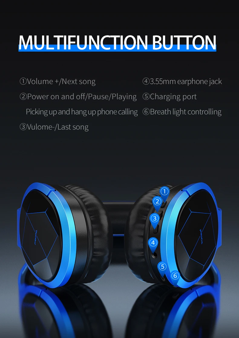 PRODA High Quality Wireless blue tooths Gaming Headphone ,Foldable Wireless Gaming Headset - ANKUX.COM