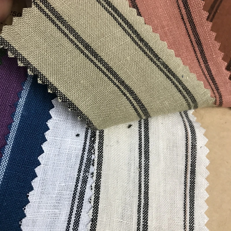 4829 New Arrivals Linen Polyester Blend Fabrics Striped Linen Blend