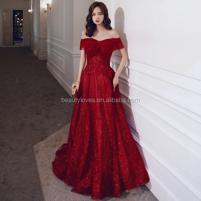 Charming Long Maroon Night Party Gowns ...
