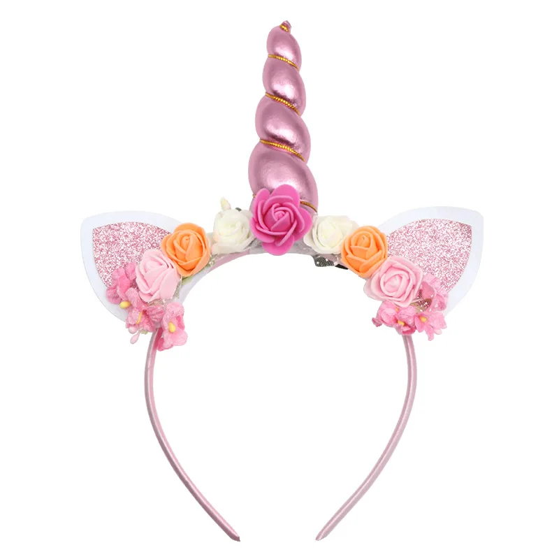 Unicorn Horn Cat Ear Shape Hairband Kids Headband Baby Tiara Girls Headwear 