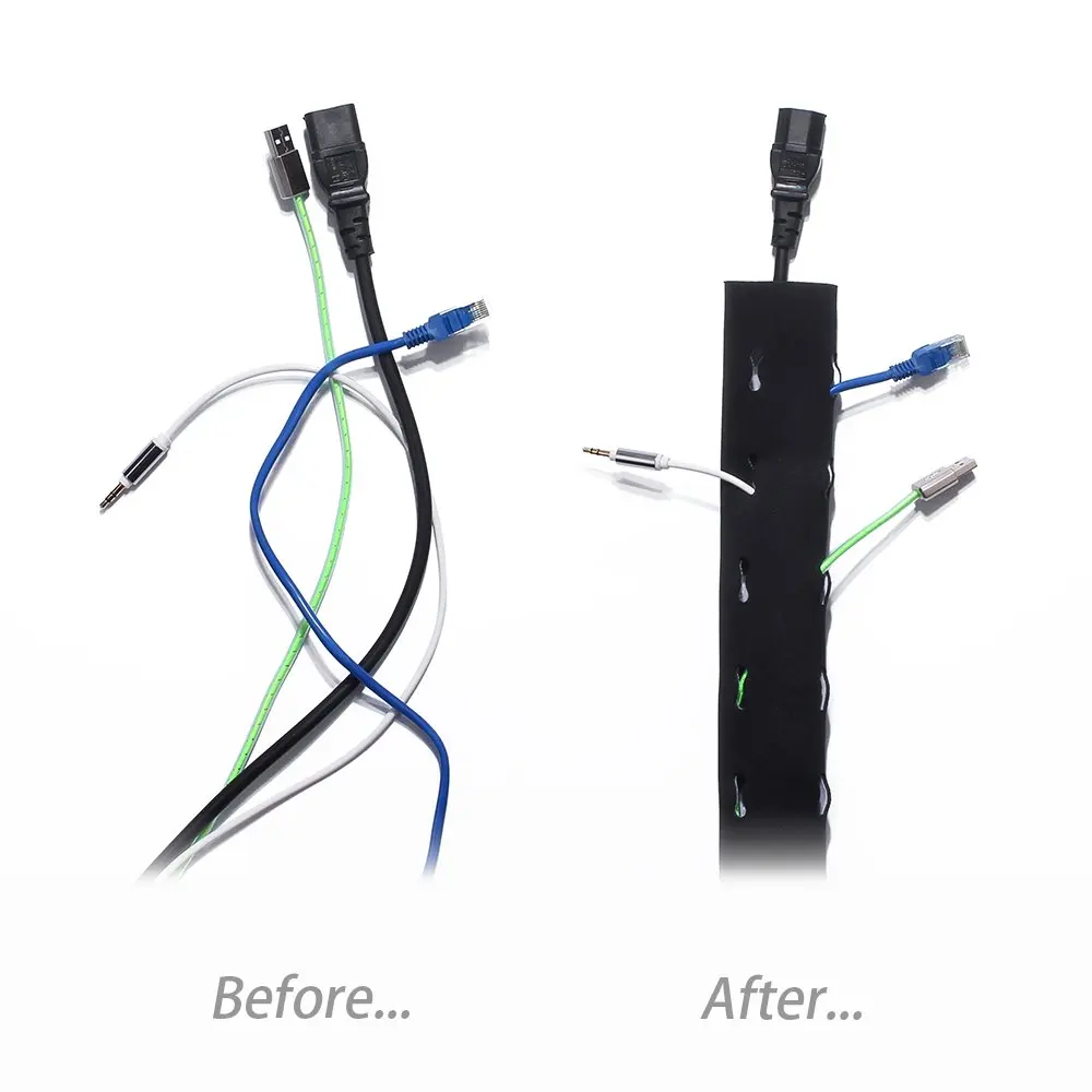 Flexible Neoprene Cable Sleeve Wrap Cover Organizer Hook And Loop Cable