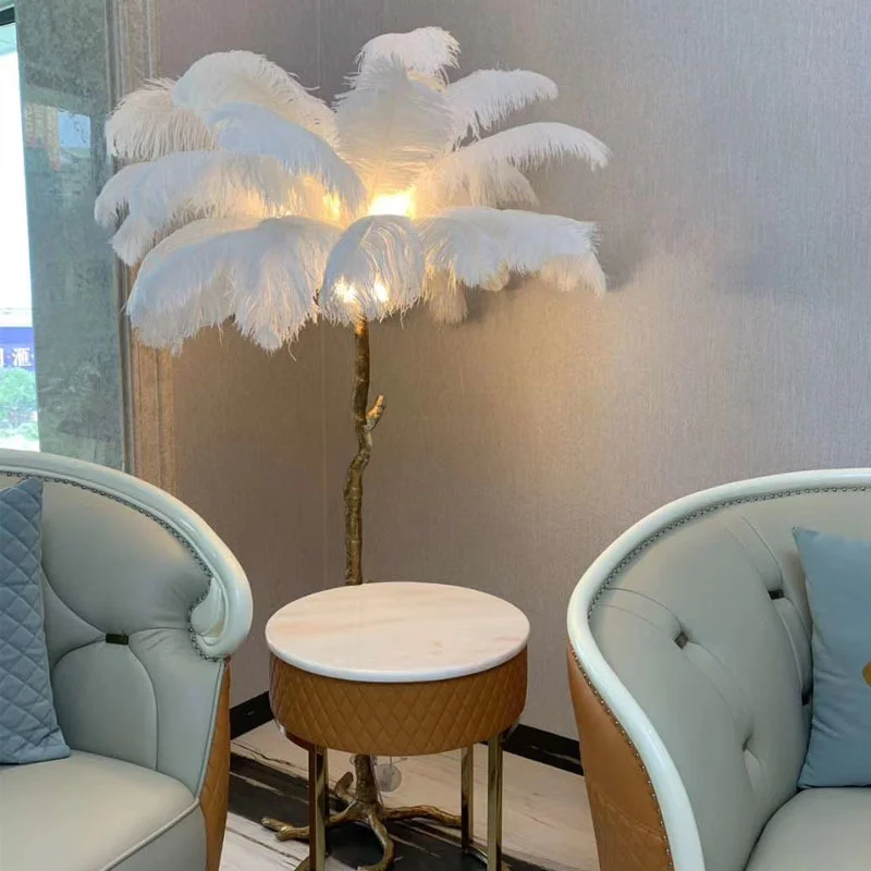 Rose atmosphere lamp creative simple European feather table lamp bedroom wedding room