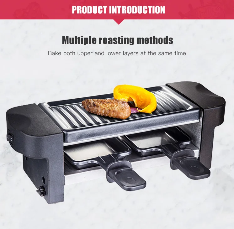 350w Commercial 2 Person Stainless Steel Electric Malaysia Raclette