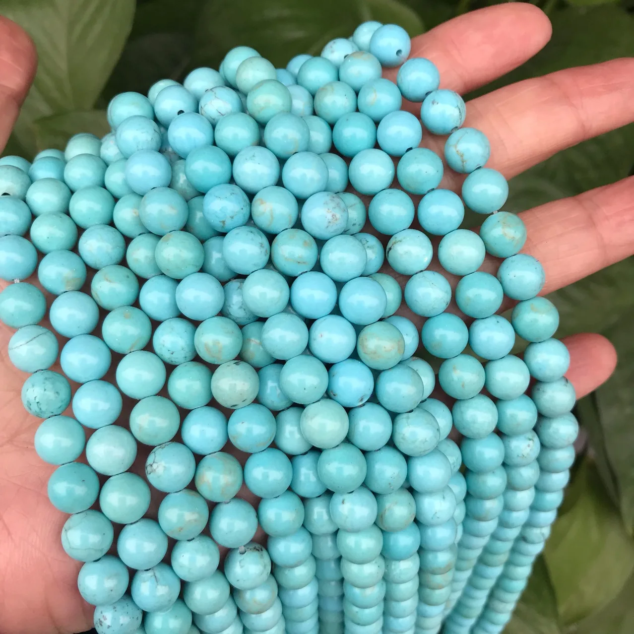 Natural Turquoise Stone Beads Gemstone Smooth Loose Round White Howlite