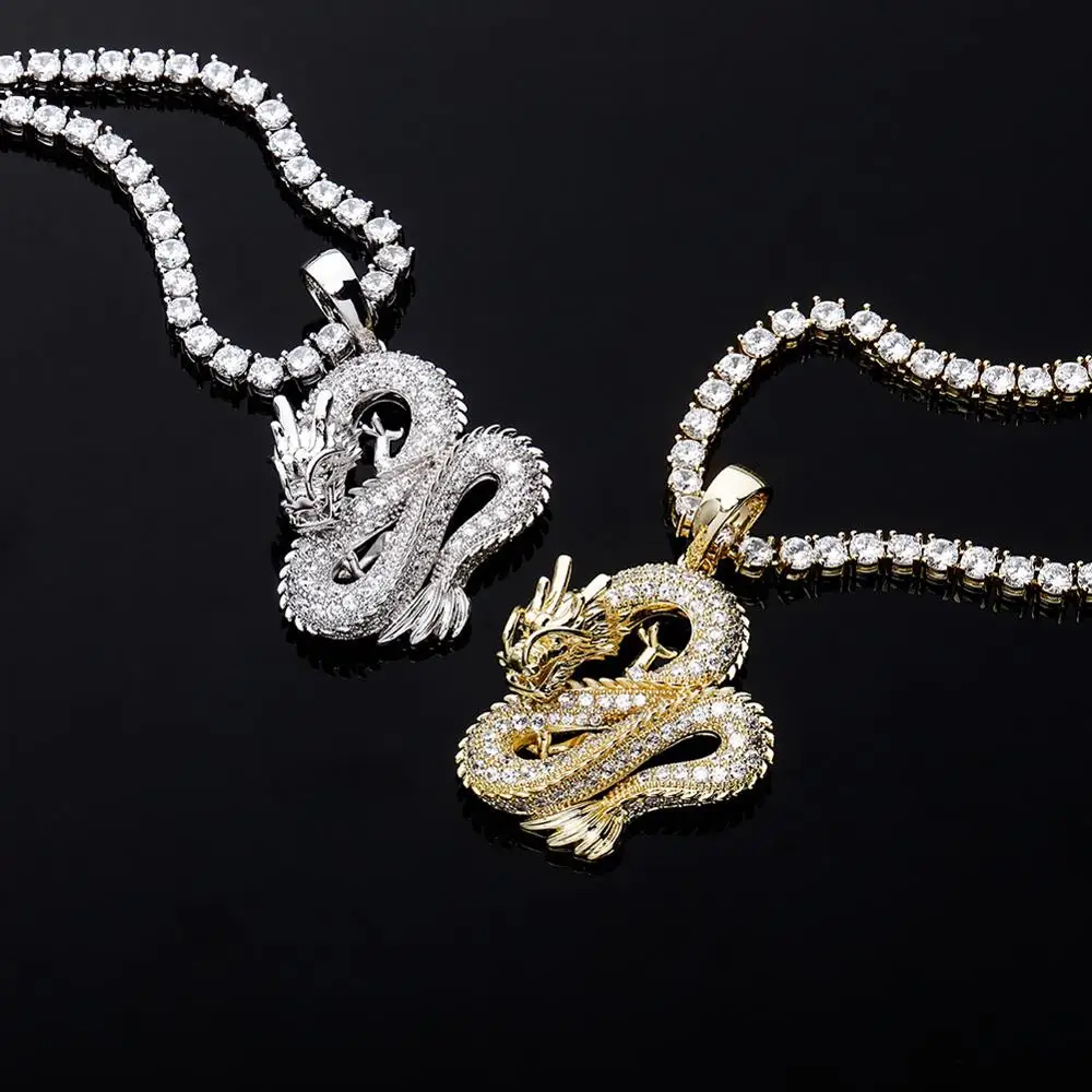 Ice Sculpture Dragon Pendant Necklace 