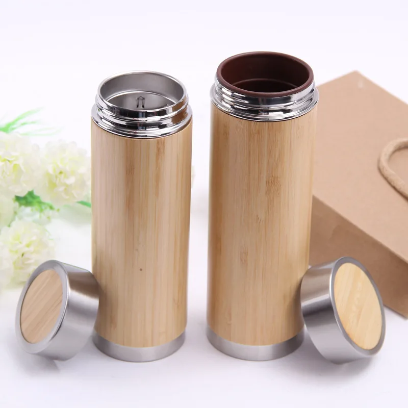 Custom printing bamboo eco friendly insulated cup tea cup stainless steel vacuum insulation cup brand logo print sustainable